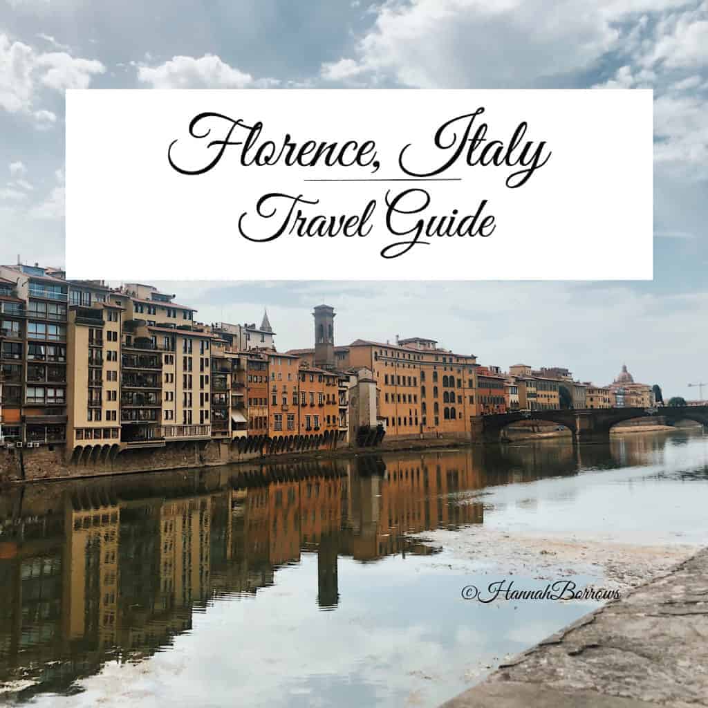 Image of the bank of Arno River with buildings along the riverbank reflected on glassy surface of the water for this travel guide to Florence Italy..