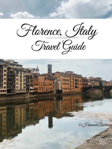 Image of the bank of Arno River with buildings along the riverbank reflected on glassy surface of the water for this travel guide to Florence Italy..