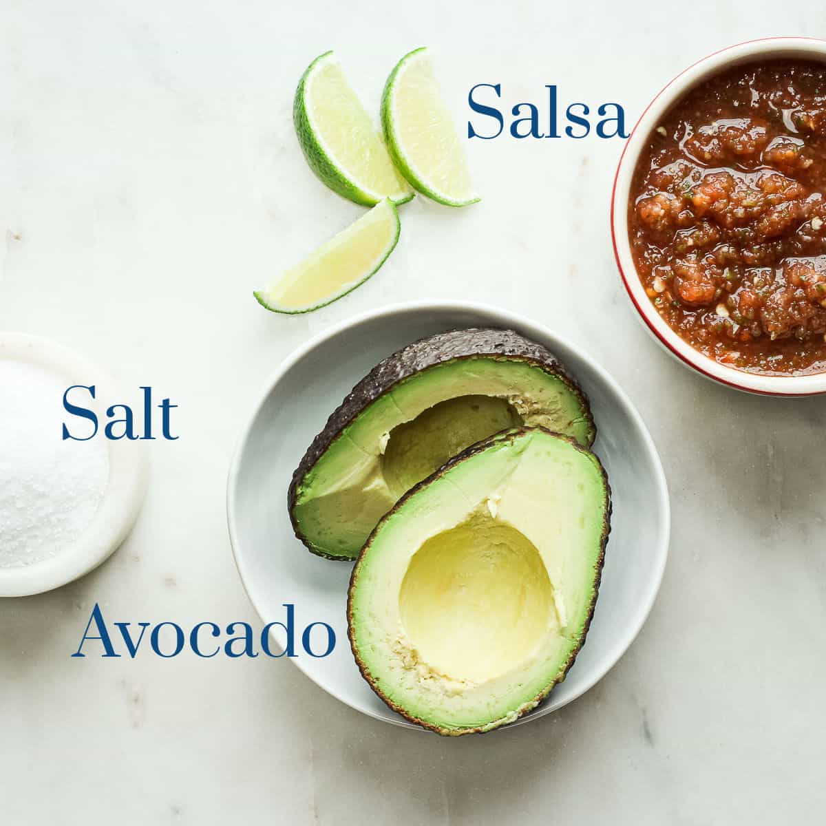 Image of Individual Guacamole Ingredients to make the best homemade guacamole!