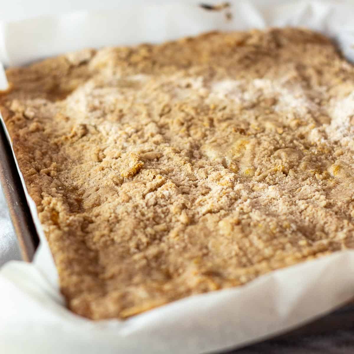 Image showing a full baked pan of Pumpkin Squares Recipe.