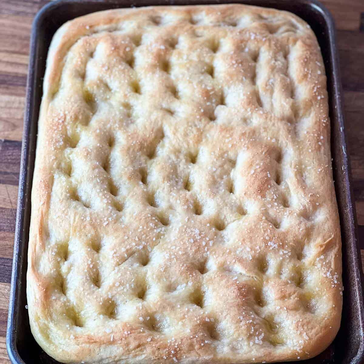 Image showing whole recipe of baked focaccia. 