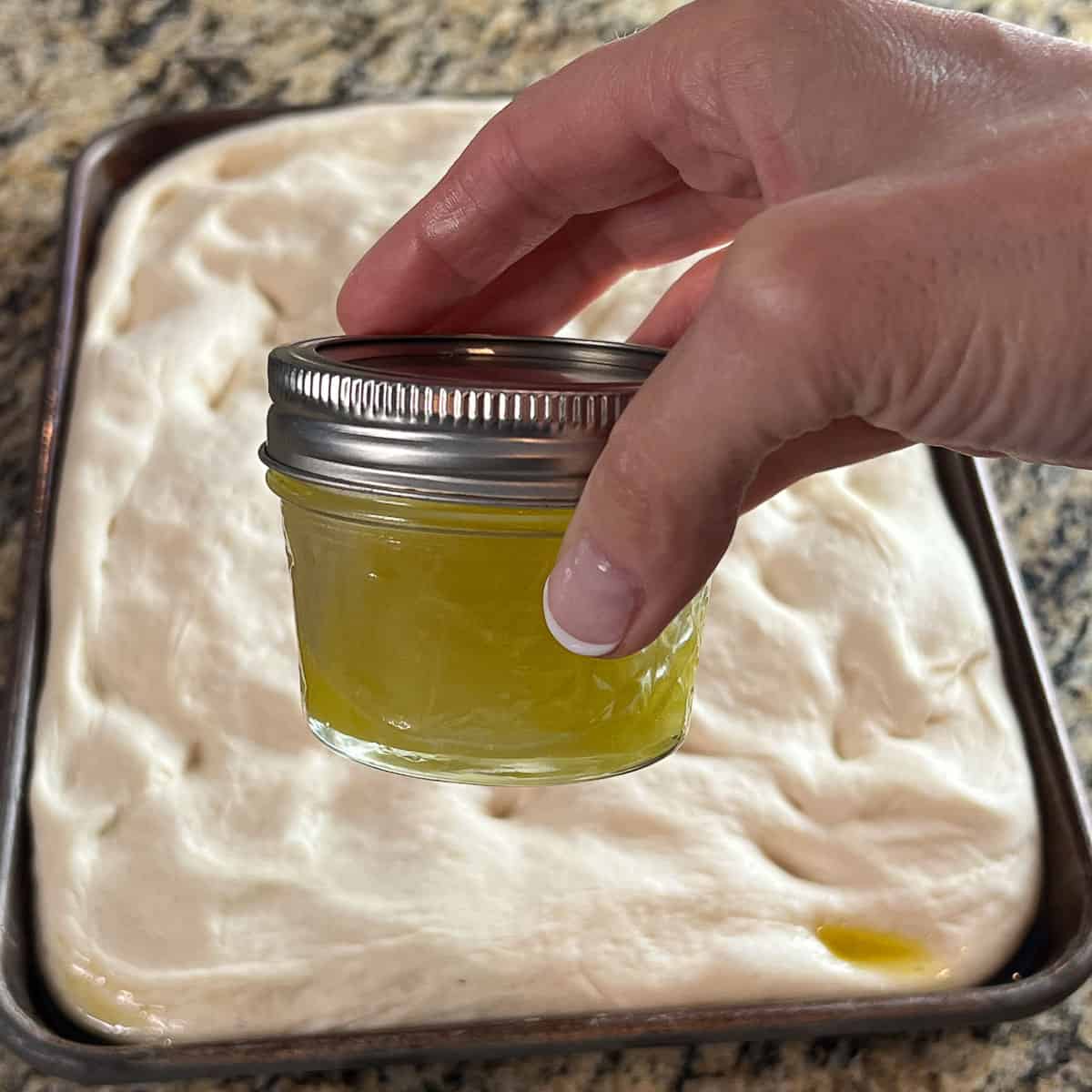 Image showing olive oil and water emulsion for focaccia.