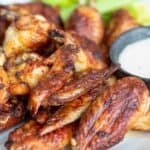 Oven baked chicken wings with ranch dip.