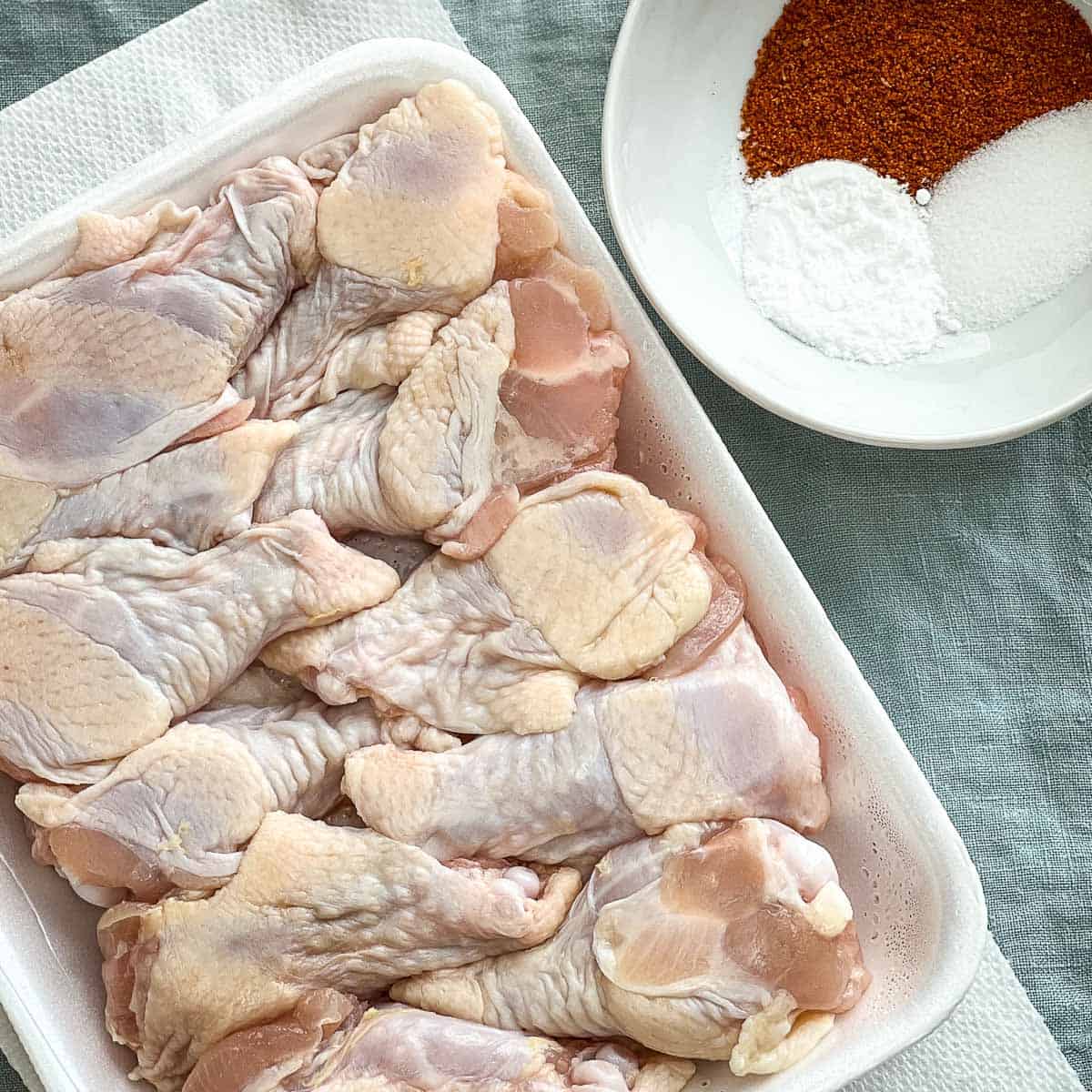 Photo of individual ingredients for Crispy Oven Baked Chicken Wings.