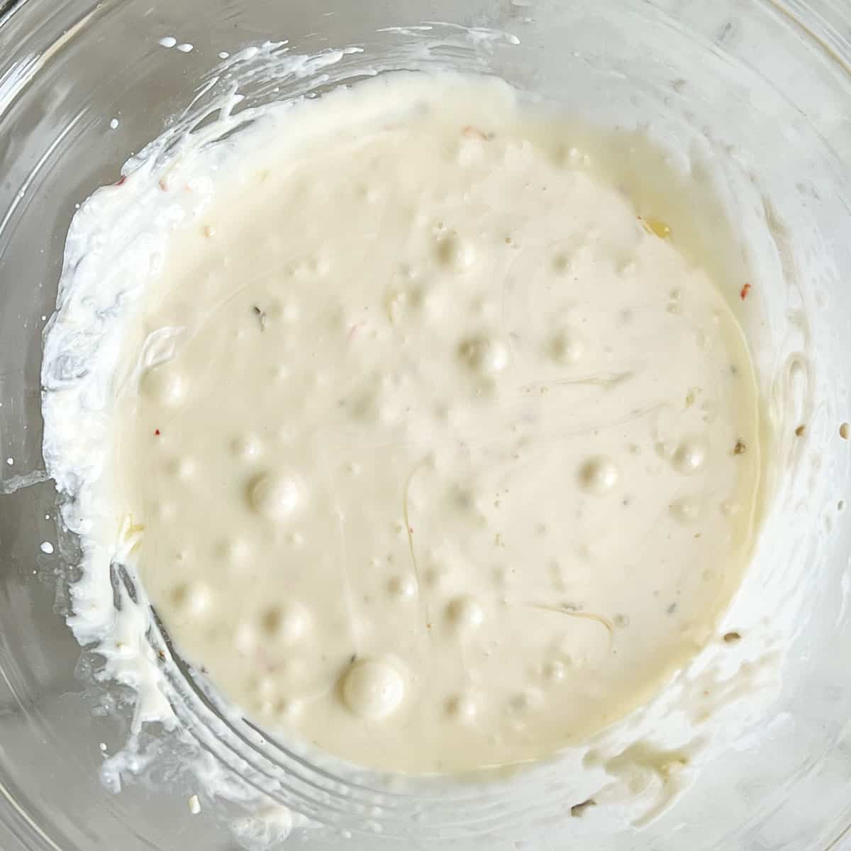 White Queso Dip almost melted after two minutes in microwave.