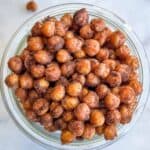 Crispy Roasted Chickpeas in a glass bowl.