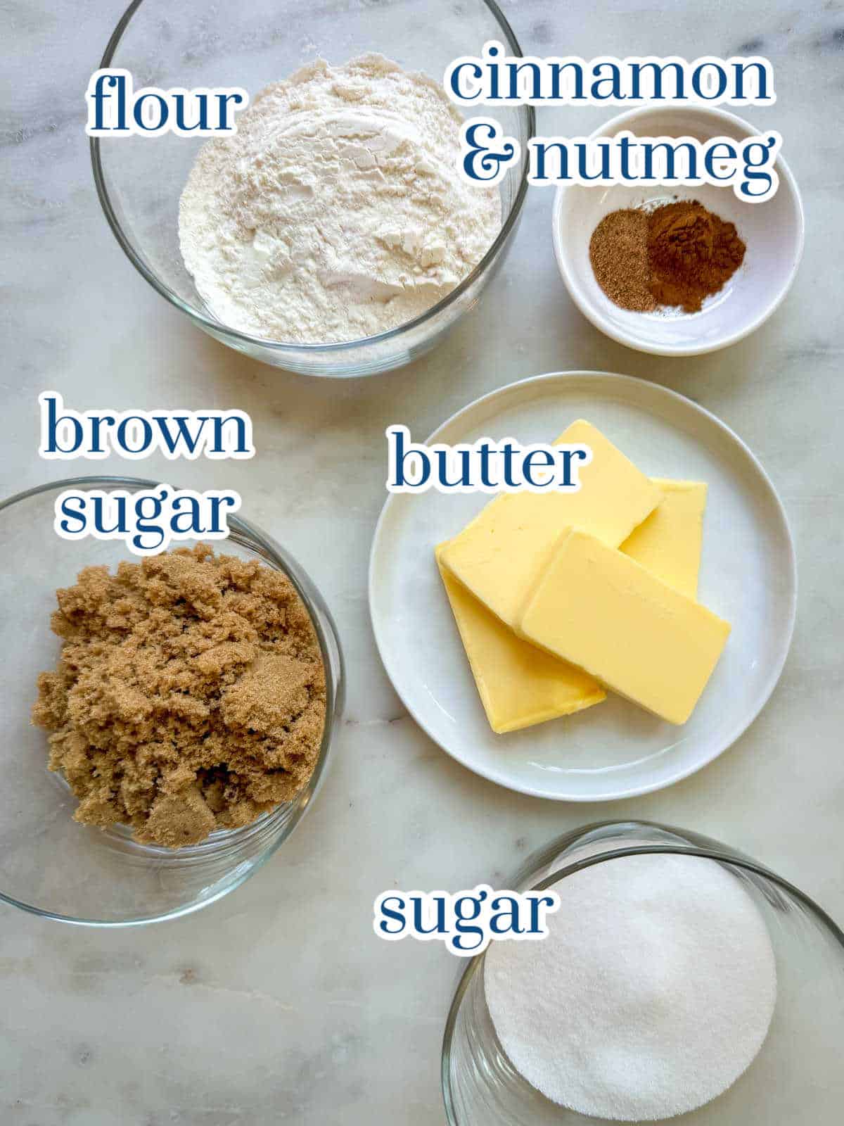 Individual Ingredients for Streusel Topping.