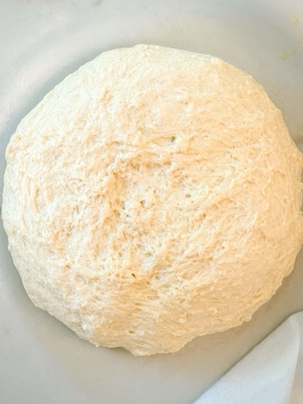 Focaccia dough after the first rise.