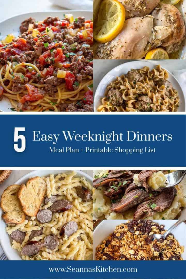 Easy Weeknight Dinners Meal Plan (+Free Printable Grocery List ...