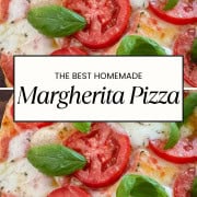 Homemade Margherita Pizza pin with title banner in middle.
