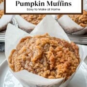 1. Pumpkin streusel muffins with buttery pumpkin-spice crumb topping, shown as a close-up muffin and a tray of freshly baked muffins.